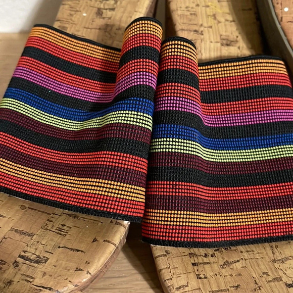 Wild Pair Slip On platform Cork Wedges size 6.5 (3 pairs) gold blue red orange - Picture 2 of 16